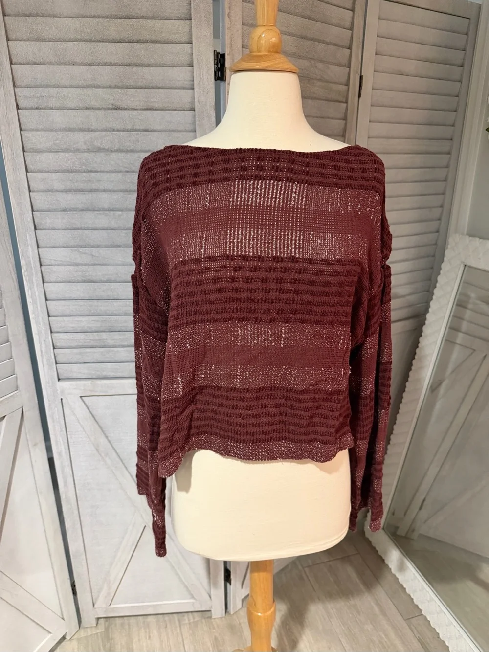 Lightweight Maroon Women's Knit Sweater- Free People - small